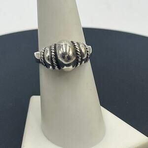 Designer Sterling Silver Polished Oval High Dome Cable Rope‎ Trim Band Ring Sz 7